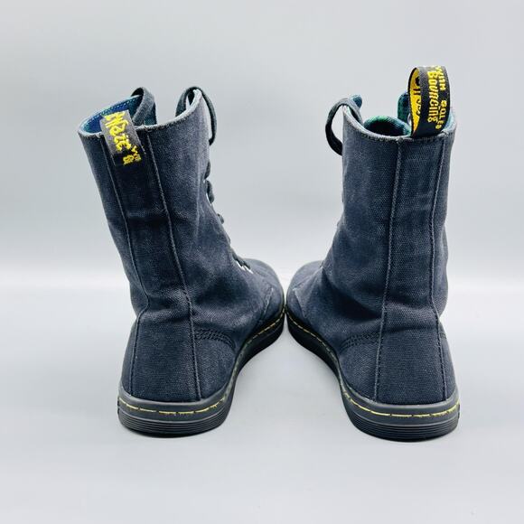 Dr Martens Boots Womens 8 Black Canvas Stratford Lace Up High Top Casual Comfort - Picture 7 of 11